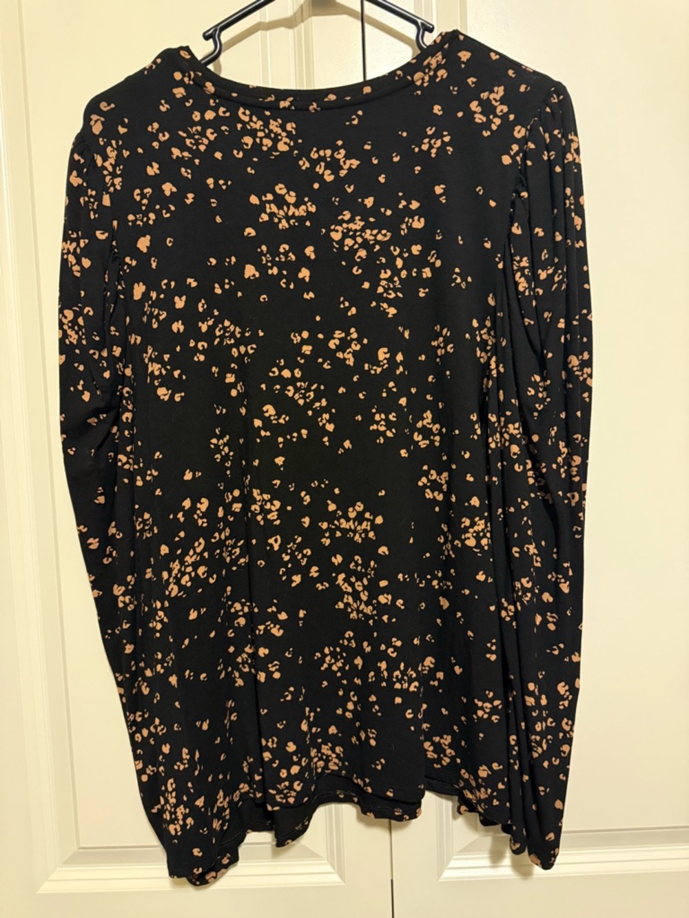 Chico's Black Long-Sleeve Tee with Tan Subtle Cheetah Print - Picture 3 of 3